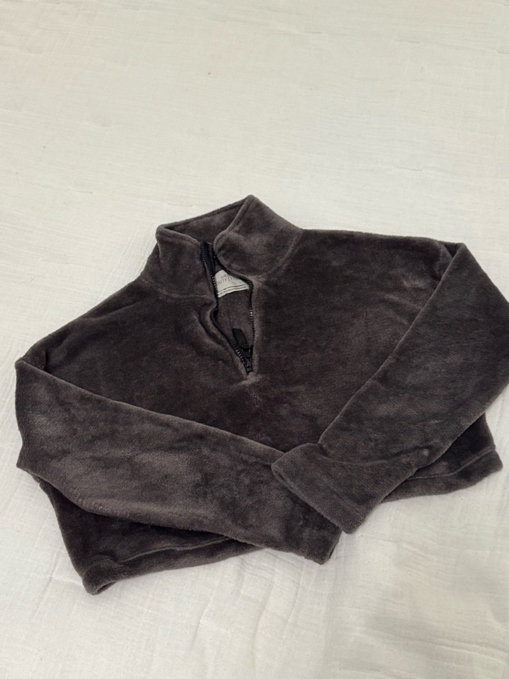 Urban Outfitters Dark Charcoal Plush Half-Zip Pullover